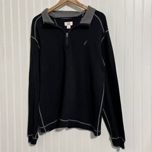 Cutter & Buck L Black Cotton Quarter Zip Pullover‎ Sweater Contrast Stitch Golf